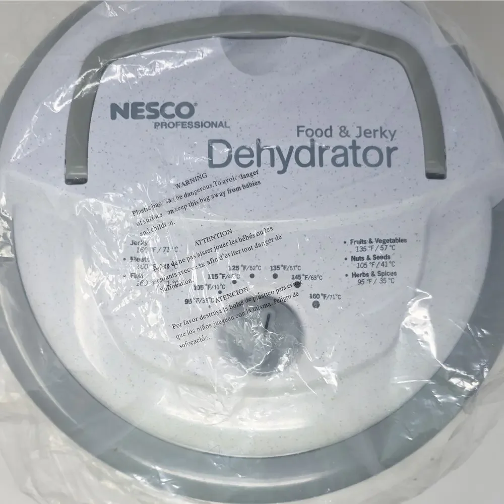 NESCO Professional Food & Jerky Dehydrator 700W Top Fan 5-Tray Gray/White